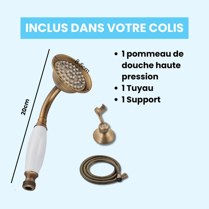 Pommeau de Douche Retro En Laiton Brossé Simple