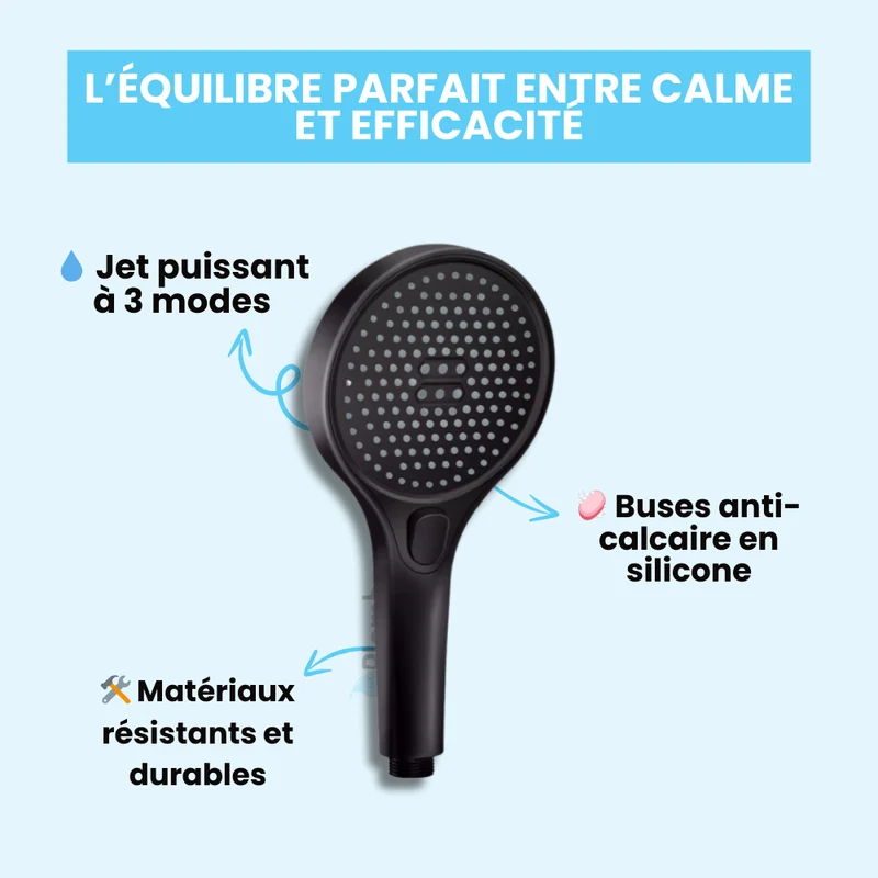 Pommeau de Douche Noir Haute Pression