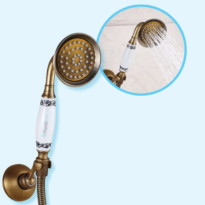 Pommeau de Douche Retro En Laiton Brossé Décoré