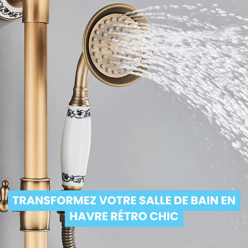 Pommeau de Douche Retro En Laiton Brossé Décoré