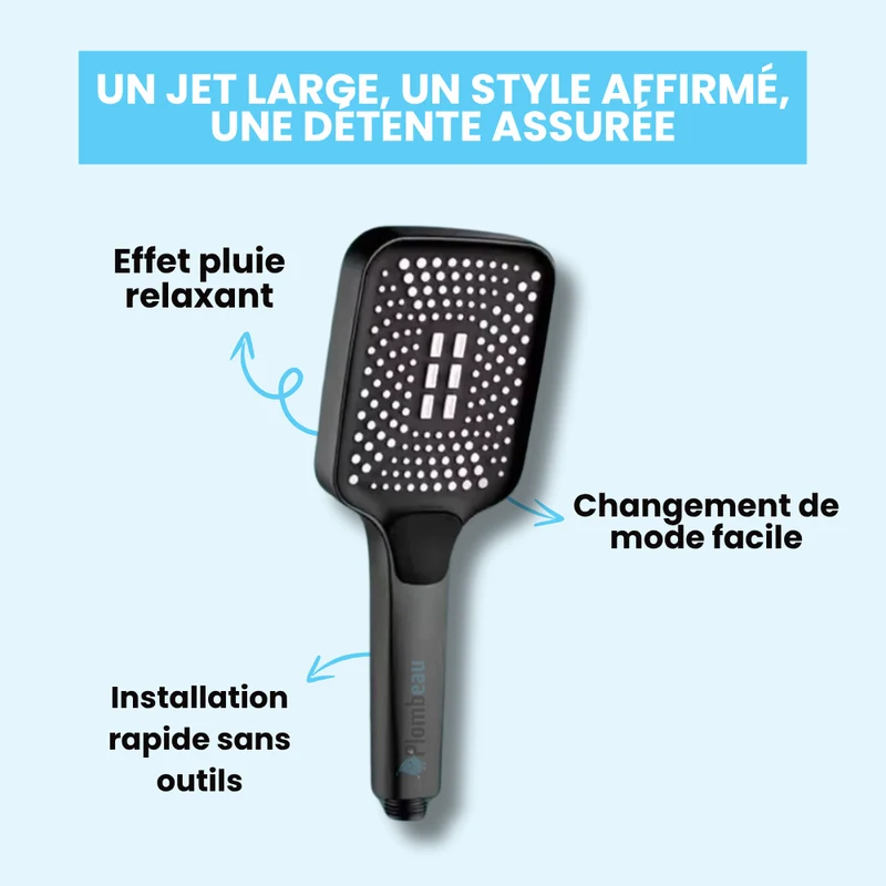 Tête de Douche Rectangle Large Haute Pression