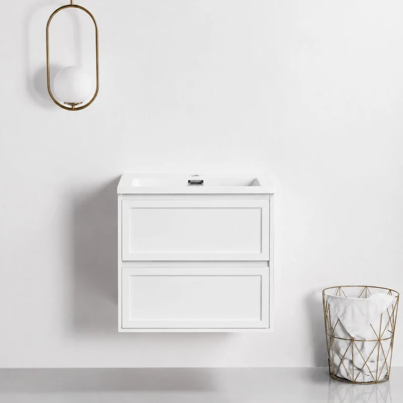 Façades shaker pour vanité blanc satiné