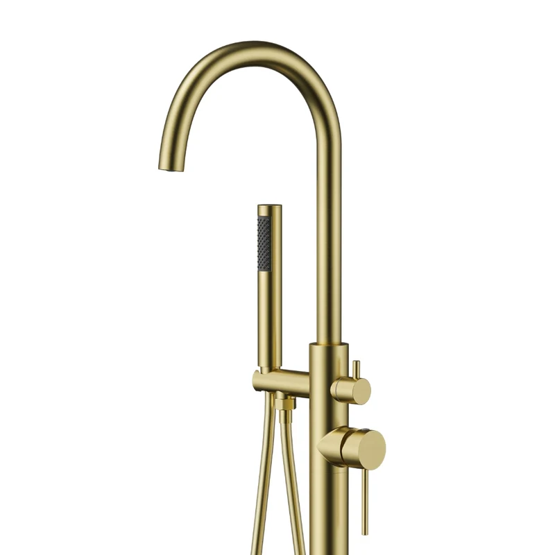 Robinet de bain auto-portant rond or