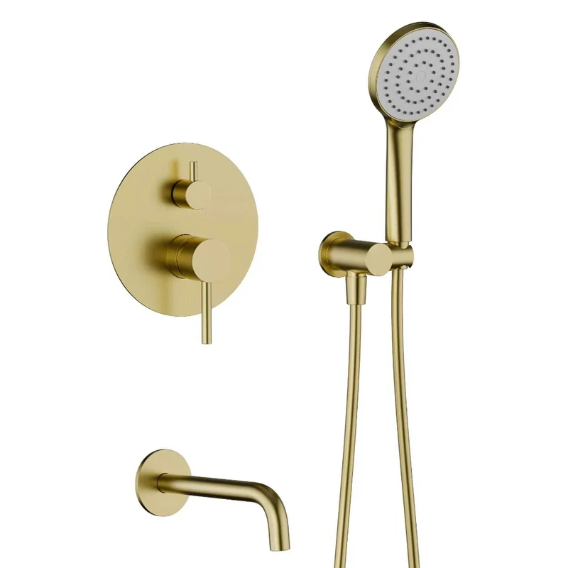 Robinet de bain douche rond or