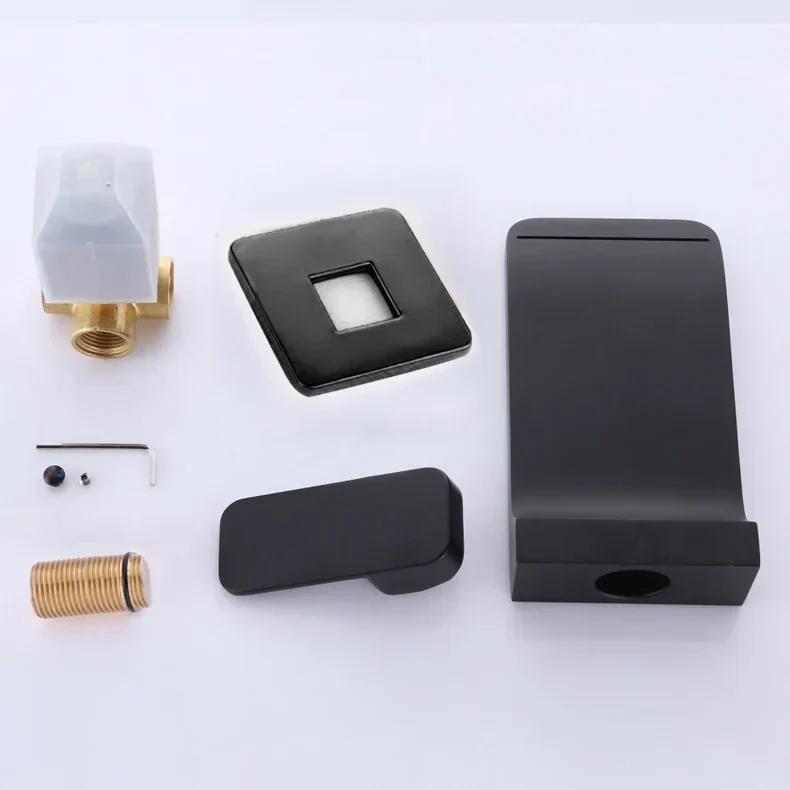 Mitigeur Lavabo Encastrable Effet Cascade Noir