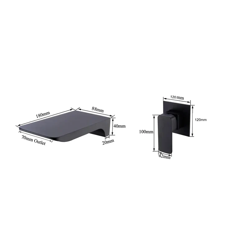 Mitigeur Lavabo Encastrable Effet Cascade Noir