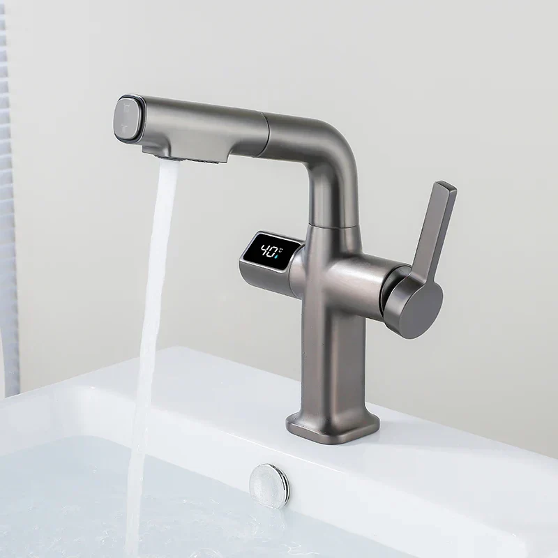 Mitigeur Thermostatique Lavabo Extractible Gris