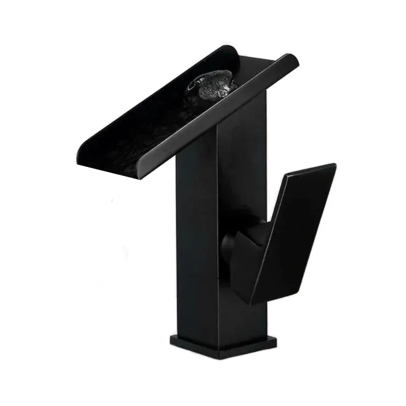 Robinet Cascade Salle de Bain Rectangulaire Noir